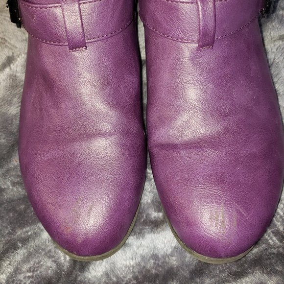 TOP Moda Coco-20 Fashion Buckle Low Heel Round Toe Zipper Knee High Riding Boots - Picture 7 of 7